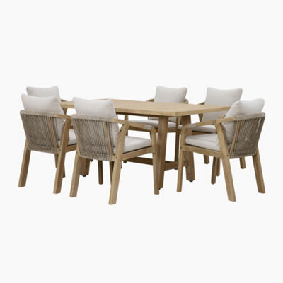Quay 6 Seat Rectangular Dining Set In Linen