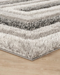 Modern Soft Bordered Shimmer Shaggy Area Rugs Grey 80X150 Cm - thumbnail 9