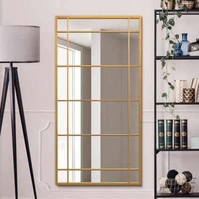 Mirroroutlet The Tabula Gold Metal Framed Window Wall Or Leaner Mirror 160Cm X 80Cm - image 1