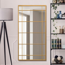 Mirroroutlet The Tabula Gold Metal Framed Window Wall Or Leaner Mirror 160Cm X 80Cm - thumbnail 1