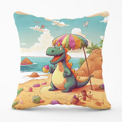 Warren Reed Designer Dragon On A Beach Holiday Cushions 45Cm X 45Cm - image 1