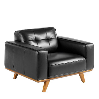Angel Cerda Elegant Black Leather Chester Armchair For Modern Living Rooms - image 1