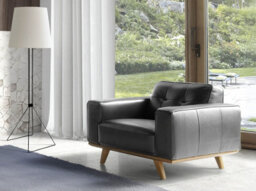 Angel Cerda Elegant Black Leather Chester Armchair For Modern Living Rooms - thumbnail 2