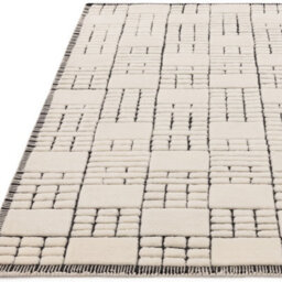 Cream Black Wool Chequered Geometric Modern Easy To Clean Rug For Living Room And Bedroom-200Cm X 290Cm - thumbnail 4