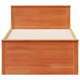 Berkfield Bed Frame Without Mattress With Headboard Wax Brown 75X190 Cm Small Single Solid Wood Pine - thumbnail 4