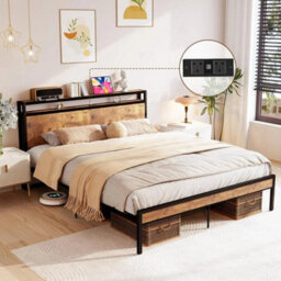 Double Bed Frame With Charging Station And 2-Tier Storage - thumbnail 6