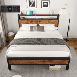 Double Bed Frame With Charging Station And 2-Tier Storage - thumbnail 1