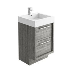 Plum&clay Walter Grey Wood Floor Standing Bathroom Vanity Unit With Polymarble Resin Basin (W)500mm