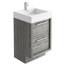 Plum&clay Walter Grey Wood Floor Standing Bathroom Vanity Unit With Polymarble Resin Basin (W)500mm - thumbnail 2