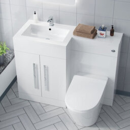 Nes Home Aric 1100mm Lh White Gloss Bathroom Basin Vanity With Wc & Rimless Btw Toilet - thumbnail 2