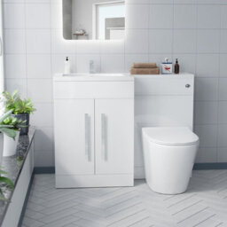 Nes Home Aric 1100mm Lh White Gloss Bathroom Basin Vanity With Wc & Rimless Btw Toilet - thumbnail 3