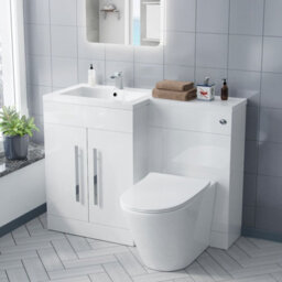Nes Home Aric 1100mm Lh White Gloss Bathroom Basin Vanity With Wc & Rimless Btw Toilet - thumbnail 1