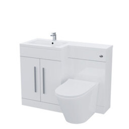 Nes Home Aric 1100mm Lh White Gloss Bathroom Basin Vanity With Wc & Rimless Btw Toilet - thumbnail 5