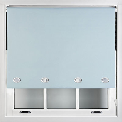 Furnished Made To Measure Blackout Roller Blinds With Big Round Eyelets - Duck Egg Blue Blind (W)180Cm (L)210Cm - image 1