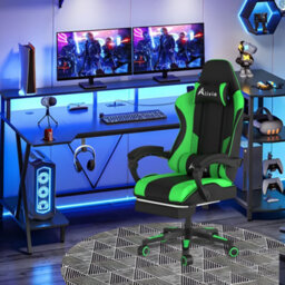 Alivio Ergonomic Gaming Chair With Massage Lumbar Cushion (Green) - thumbnail 3