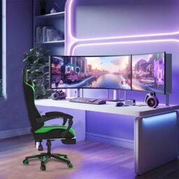 Alivio Ergonomic Gaming Chair With Massage Lumbar Cushion (Green) - thumbnail 4