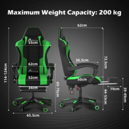 Alivio Ergonomic Gaming Chair With Massage Lumbar Cushion (Green) - thumbnail 6