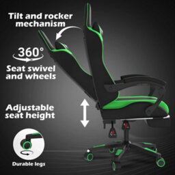 Alivio Ergonomic Gaming Chair With Massage Lumbar Cushion (Green) - thumbnail 7