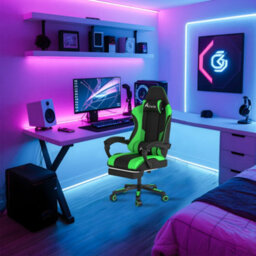 Alivio Ergonomic Gaming Chair With Massage Lumbar Cushion (Green) - thumbnail 9