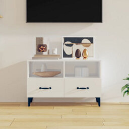 Walplus Tv Cabinet High Gloss White 80X36X50 Cm Engineered Wood - thumbnail 1
