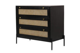 Buttercup Farm Rattan Chest Of Drawer - Mango Wood/iron - L45 X W90 X H78 Cm - Black Finish With Natural Rattan - Assembly Required - thumbnail 3