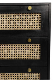 Buttercup Farm Rattan Chest Of Drawer - Mango Wood/iron - L45 X W90 X H78 Cm - Black Finish With Natural Rattan - Assembly Required - thumbnail 4