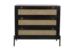 Buttercup Farm Rattan Chest Of Drawer - Mango Wood/iron - L45 X W90 X H78 Cm - Black Finish With Natural Rattan - Assembly Required - thumbnail 2