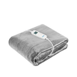 Alecome Electric Heated Throw Blanket 10 Heat Settings Washable Fleece With Digital Remote Timer Silver - thumbnail 2