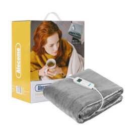 Alecome Electric Heated Throw Blanket 10 Heat Settings Washable Fleece With Digital Remote Timer Silver