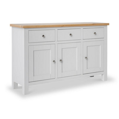 Farro Grey Large Sideboard Fully Assembled - Painted With Oak Top By Roseland Furniture - image 1