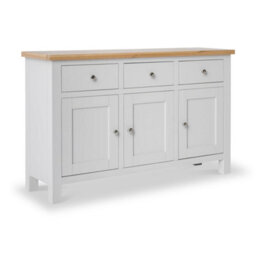 Farro Grey Large Sideboard Fully Assembled - Painted With Oak Top By Roseland Furniture - thumbnail 1