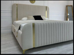 Stratus Interiors Allegra Gold Panel Bed - Premium Gold Finish Luxury Bed Frame - Non Storage - Single - thumbnail 1