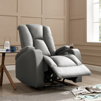 Home Detail Hannah 1 Seater Electric Recliner, Dark Grey Air Leather - image 1