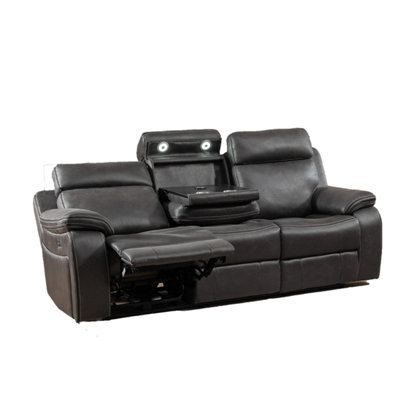 Furnishings For Less UK Tokyo Grey Leatheraire Power 3 Seater Sofa Electric Recliner Usb - image 1