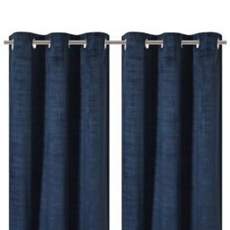 GoodHome Ruvor Navy Plain Woven Lined Eyelet Curtain (W)167Cm (L)183Cm, Pair - thumbnail 1