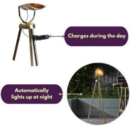 Marco Paul Tripod Solar Garden Light Lantern Decor Industrial Outdoor Patio Lighting Lamp - thumbnail 5