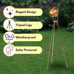 Marco Paul Tripod Solar Garden Light Lantern Decor Industrial Outdoor Patio Lighting Lamp - thumbnail 4