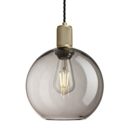 Industville Knurled Glass Globe Pendant Light - 9 Inch, Mocha Glass Shade, Brass Pendant Holder - thumbnail 1