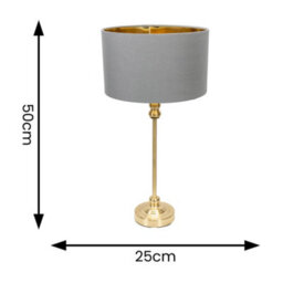 Valuelights Maggie Gold Candlestick Table Lamp With Grey With Gold Inner Lamp Shade And Led Bulb - thumbnail 4