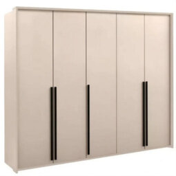 Arte Genua 5-Door Wardrobe - Sand Beige With Black Handles, Elegant Functionality W255 X H217 X D65Cm - thumbnail 1