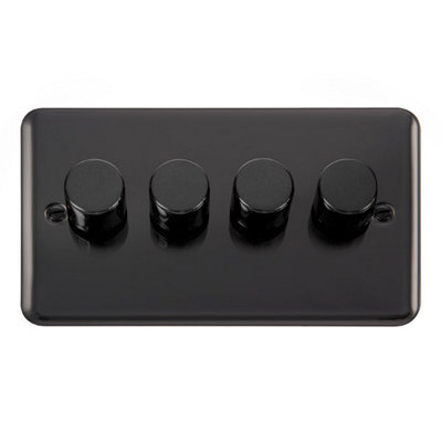 Curved Black Nickel 4 Gang 2 Way Led 100W Trailing Edge Dimmer Light Switch. - Se Home