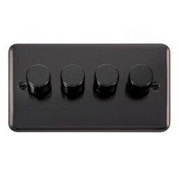 Curved Black Nickel 4 Gang 2 Way Led 100W Trailing Edge Dimmer Light Switch. - Se Home