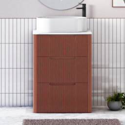 Royal Bathrooms Avenza 600mm Terracotta Clay Floor Standing Countertop Bathroom Vanity Unit 3 Drawer With Peak Basin - thumbnail 1