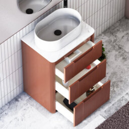 Royal Bathrooms Avenza 600mm Terracotta Clay Floor Standing Countertop Bathroom Vanity Unit 3 Drawer With Peak Basin - thumbnail 5