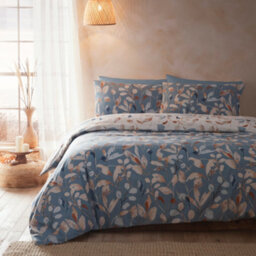 Drift Anya All-Over Leaf Print Blue Eco Duvet Cover Set - thumbnail 5