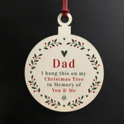 Red Ocean Rememberance Christmas Tree Bauble For Dad Wood Ornament Bauble Family Gift - thumbnail 2