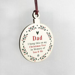 Red Ocean Rememberance Christmas Tree Bauble For Dad Wood Ornament Bauble Family Gift - thumbnail 4