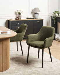 Beliani Set Of 2 Dining Chairs Alden Boucle Dark Green - thumbnail 2