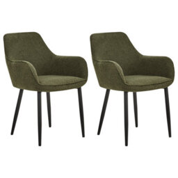Beliani Set Of 2 Dining Chairs Alden Boucle Dark Green - thumbnail 4