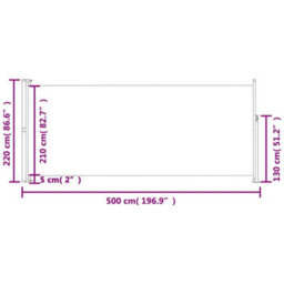Walplus Patio Retractable Side Awning Garden Sun Shade Canopy Gazebo For Back Door, Porch, Patio 220X500 Cm Grey - thumbnail 7
